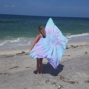 blue and green tapestry beach towel