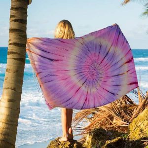 pink purple yellow tapestry beach towel